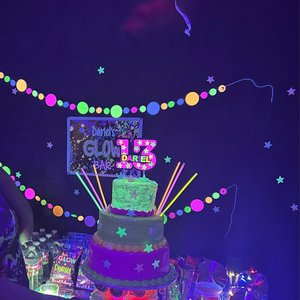 Neon Pink Glow Party Cake Topper, Personalized Birthday Centerpiece