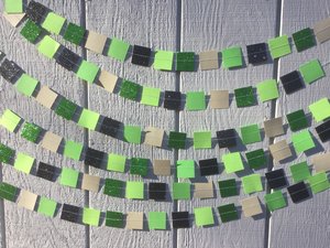 Square Party Garland Decoration with Glitter, Video Game Birthday Decoration, Minecraft Party Garland