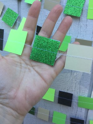 Square Party Garland Decoration with Glitter, Video Game Birthday Decoration, Minecraft Party Garland