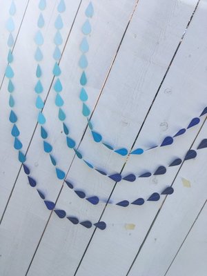 Blue Raindrop Garland, Baby Sprinkle Garland, Baby Shower Decor, Blue Ombre, Baby Boy Shower, Virtual Shower Backdrop, Raindrop Backdrop