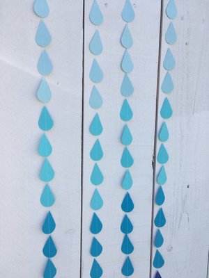 Blue Raindrop Garland, Baby Sprinkle Garland, Baby Shower Decor, Blue Ombre, Baby Boy Shower, Virtual Shower Backdrop, Raindrop Backdrop