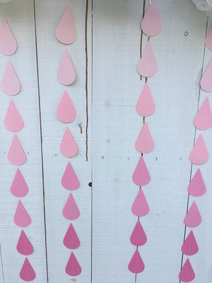 Large Pink Raindrop Garland, Pink Ombré Raindrops, Girl Baby Shower Decor, Sprinkle Shower Garlands, Virtual Baby Shower Backdrop, Pink Rain