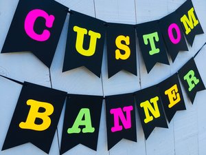 Large Neon Banner, Glow Party Banner, Personalized Banner, UV Reflective Decor, Black Light Banner, 80s Neon Party Banner, Fluorescent Decor
