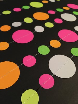 Black Light Reflective Glow Party Garlands, UV Reflective Glow Party Decor, Fluorescent Neon Garlands, Sweet 16 Glow Party Garlands