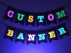 Large Neon Banner, Glow Party Banner, Personalized Banner, UV Reflective Decor, Black Light Banner, 80s Neon Party Banner, Fluorescent Decor