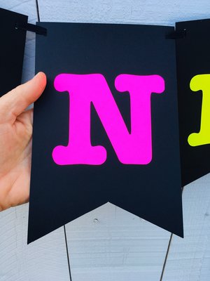 Large Neon Banner, Glow Party Banner, Personalized Banner, UV Reflective Decor, Black Light Banner, 80s Neon Party Banner, Fluorescent Decor