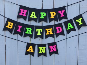 Large Neon Birthday Banner, Glow Party Banner, Custom Neon Banner, Personalized Glow Banner, Sweet 16 Glow Party Banner, 80s Party Decor