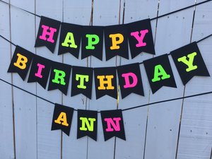 Large Neon Birthday Banner, Glow Party Banner, Custom Neon Banner, Personalized Glow Banner, Sweet 16 Glow Party Banner, 80s Party Decor