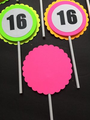 Neon Birthday Cupcake Toppers, Black Light Party Decor, Fluorescent Cupcake Decoration, Birthday Number Topper, UV Reflective, 3rd Birthday