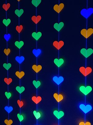 Glow Party Decoration, Neon Heart Garland, 80s Party Decor, Fluorescent Hearts, UV Reflective Hearts, Sweet 16 Glow Party, Neon Dance Party