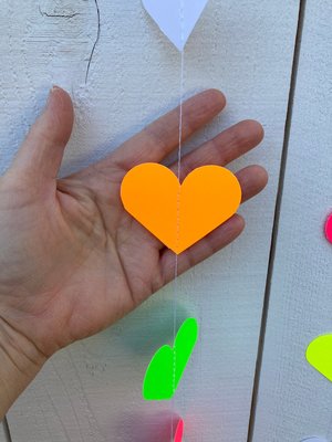 Glow Party Decoration, Neon Heart Garland, 80s Party Decor, Fluorescent Hearts, UV Reflective Hearts, Sweet 16 Glow Party, Neon Dance Party