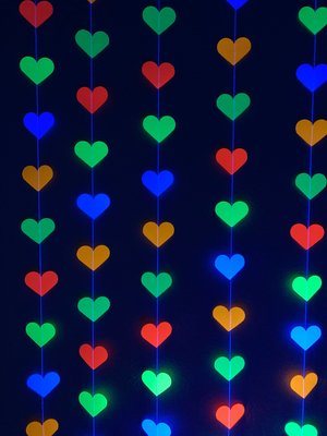 Glow Party Decoration, Neon Heart Garland, 80s Party Decor, Fluorescent Hearts, UV Reflective Hearts, Sweet 16 Glow Party, Neon Dance Party