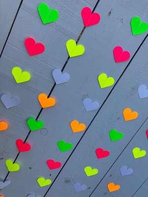 Glow Party Decoration, Neon Heart Garland, 80s Party Decor, Fluorescent Hearts, UV Reflective Hearts, Sweet 16 Glow Party, Neon Dance Party