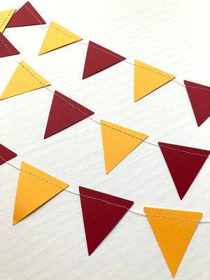 Maroon and Gold Graduation Party Bunting, Burgundy and Yellow Triangle Garland, University of Minnesota Dorm Decoration, Back to School