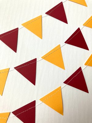 Maroon and Gold Graduation Party Bunting, Burgundy and Yellow Triangle Garland, University of Minnesota Dorm Decoration, Back to School