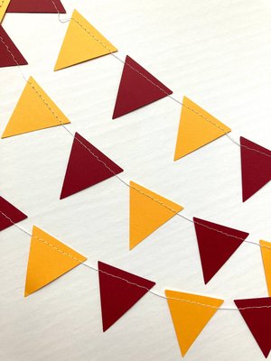 Maroon and Gold Graduation Party Bunting, Burgundy and Yellow Triangle Garland, University of Minnesota Dorm Decoration, Back to School