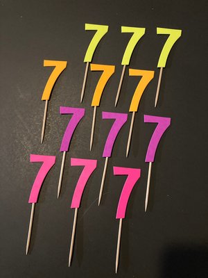 Set of 12 Retro Font Neon Glow Party Age Cupcake Toppers