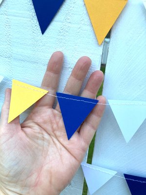 Graduation Decoration, Blue and Gold, Graduation Garland, Triangle Bunting, UC Berkeley Graduation, U of California Grad, Dorm Decoration