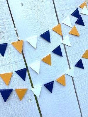Graduation Decoration, Blue and Gold, Graduation Garland, Triangle Bunting, UC Berkeley Graduation, U of California Grad, Dorm Decoration
