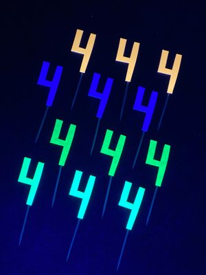 Set of 12 Retro Font Neon Glow Party Age Cupcake Toppers