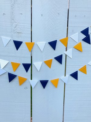 Graduation Decoration, Blue and Gold, Graduation Garland, Triangle Bunting, UC Berkeley Graduation, U of California Grad, Dorm Decoration