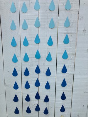 Ombré blue large raindrop garland, Blue ombré sprinkle garland, baby sprinkle, baby boy sprinkle decor, blue baby shower, boy baby shower