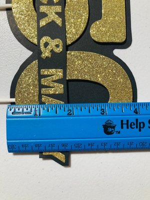 Personalized gold glitter 50th anniversary cake topper, custom name, elegant number 50 decoration, gold wedding celebration decor