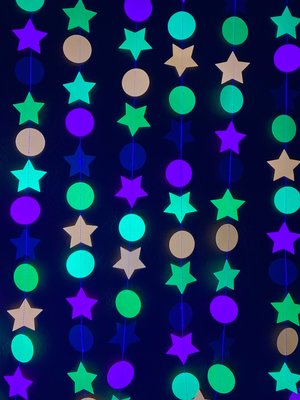 Glow Party Decorations, Neon Star Circle Garland, Black Light Party Decor, Fluorescent Garland, Sweet 16 Glow Party, 80s Party, Skate Party