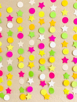 Glow Party Decorations, Neon Star Circle Garland, Black Light Party Decor, Fluorescent Garland, Sweet 16 Glow Party, 80s Party, Skate Party