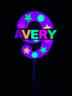 Glow Birthday Centerpiece, Glow Party Table Decorations, Neon Decor, Personalized Centerpiece, Neon Birthday Age, Neon Name, Skate Party