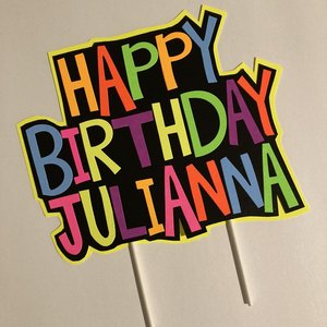 Glow Party Cake Topper, Neon Birthday Cake Topper, Personalized Cake Topper, UV Reflective Cake Decoration, Fluorescent Neon Cake Decor