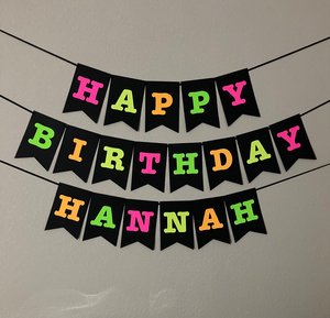 Large Neon Banner, Glow Party Birthday Banner, Personalized Sign, UV Reflective Decor, Black Light Decoration, 80s Party, Fluorescent Decor