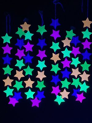 Glow Party Decorations, Neon Star Garland, Black Light Party Decor, Fluorescent Star Garland, Sweet 16 Glow Party, 80s Party, Skate Party