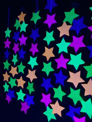 Glow Party Decorations, Neon Star Garland, Black Light Party Decor, Fluorescent Star Garland, Sweet 16 Glow Party, 80s Party, Skate Party