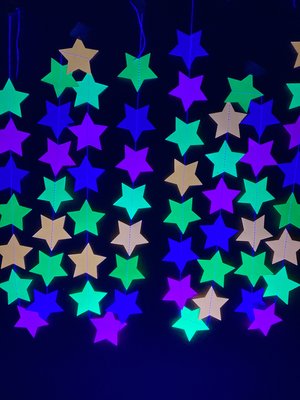 Glow Party Decorations, Neon Star Garland, Black Light Party Decor, Fluorescent Star Garland, Sweet 16 Glow Party, 80s Party, Skate Party