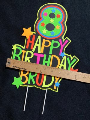 Personalized Topper, Glow Party Cake, Neon Birthday Cake Decor, Birthday Decoration, Glow in the Dark Supplies, Neon Party, Skate Party