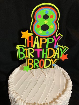 Personalized Topper, Glow Party Cake, Neon Birthday Cake Decor, Birthday Decoration, Glow in the Dark Supplies, Neon Party, Skate Party