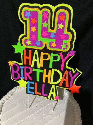 Personalized Topper, Glow Party Cake, Neon Birthday Cake Decor, Birthday Decoration, Glow in the Dark Supplies, Neon Party, Skate Party