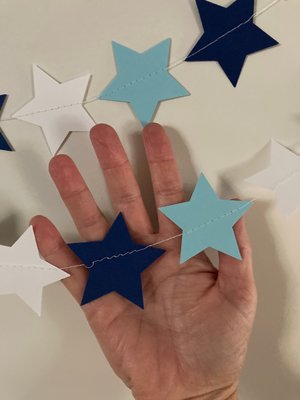 Star Garland, Navy and Light Blue Bunting, College Decision Day Decor