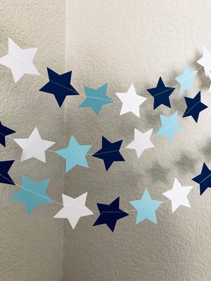 Star Garland, Navy and Light Blue Bunting, College Decision Day Decor