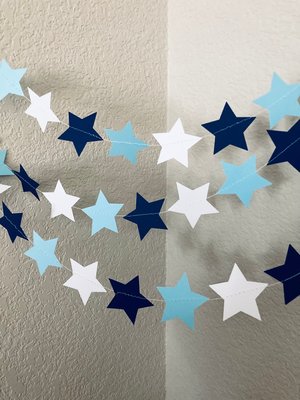 Star Garland, Navy and Light Blue Bunting, College Decision Day Decor