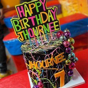Retro Font Happy Birthday Cake Topper, Neon Glow Party Sign, Personalized Name Cake Topper