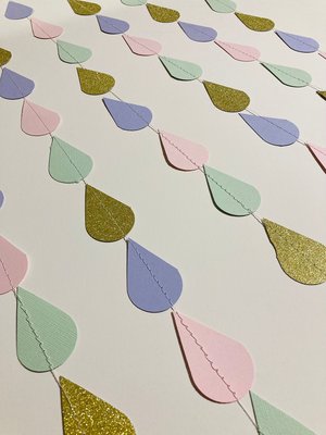 Gold Pink Mint Lavender Raindrop Baby Shower Garland, Pastel Raindrop Garland, Baby Sprinkle Decoration, Paper Drops, Hanging Raindrops