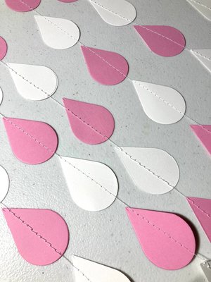 Baby Shower Decor, Raindrop Garland, Pink and White Raindrops, Baby Girl Shower, Sprinkle Garland, Baby Sprinkle Decor, Baby Shower Backdrop