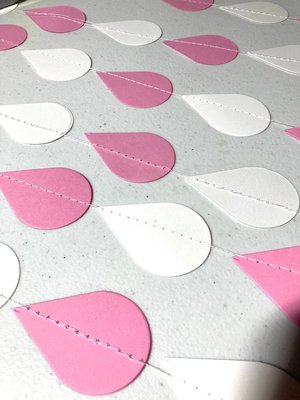 Baby Shower Decor, Raindrop Garland, Pink and White Raindrops, Baby Girl Shower, Sprinkle Garland, Baby Sprinkle Decor, Baby Shower Backdrop