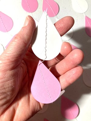 Baby Shower Decor, Raindrop Garland, Pink and White Raindrops, Baby Girl Shower, Sprinkle Garland, Baby Sprinkle Decor, Baby Shower Backdrop
