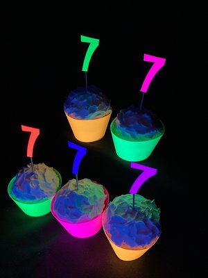 Set of 12 Retro Font Neon Glow Party Age Cupcake Toppers