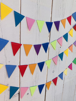 Colorful Party Bunting, All Occasion Streamer, Triangle Pennant Birthday Decoration, Rainbow Decor, Festive Banner, Bright Classroom Decor