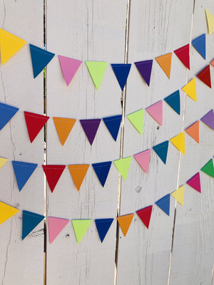 Colorful Party Bunting, All Occasion Streamer, Triangle Pennant Birthday Decoration, Rainbow Decor, Festive Banner, Bright Classroom Decor