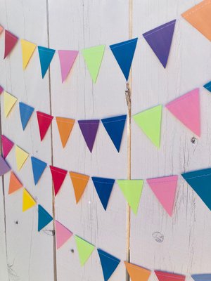 Colorful Party Bunting, All Occasion Streamer, Triangle Pennant Birthday Decoration, Rainbow Decor, Festive Banner, Bright Classroom Decor